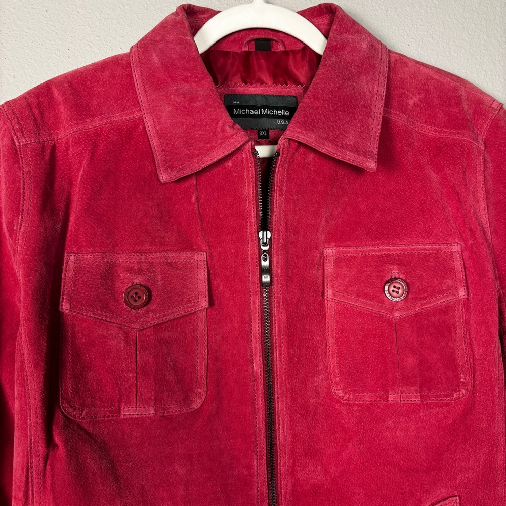 Michael Michelle Ladies Pink  Genuine Real Leather Jacket 3XL
